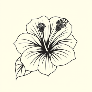 Fine Line Hibiscus Tattoo