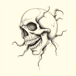 Fine Line Horror Tattoo