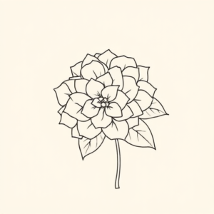 Fine Line Hydrangea Tattoo