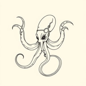 Fine Line Kraken Tattoo