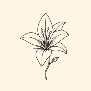 Fine Line Lily Tattoo