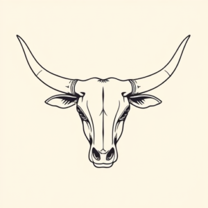 Fine Line Longhorn Tattoo