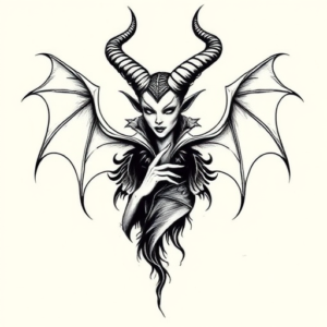 Fine Line Maleficent Tattoo