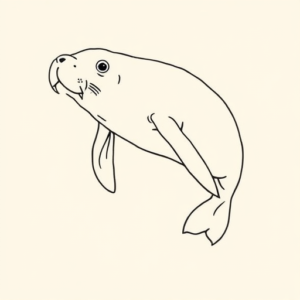 Fine Line Manatee Tattoo