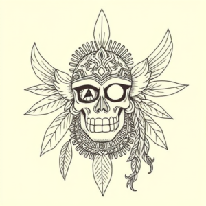 Fine Line Mictlantecuhtli Tattoo