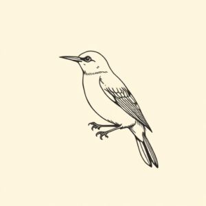 Fine Line Mockingbird Tattoo