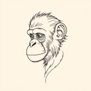 Fine Line Monkey Tattoo