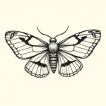 Fine Line Moth Tattoo