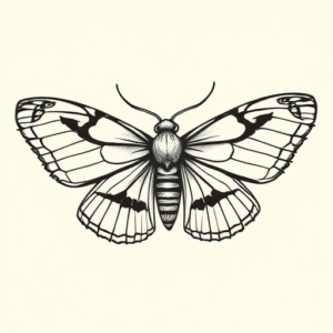 Fine Line Moth Tattoo