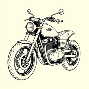 Fine Line Motorcycle Tattoo