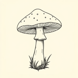 Fine Line Mushroom Tattoo