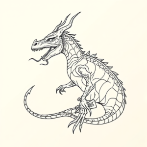 Fine Line Mythosaur Tattoo