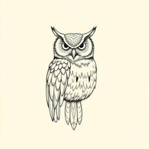 Fine Line Owl Tattoo