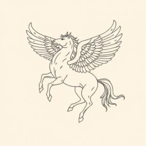 Fine Line Pegasus Tattoo