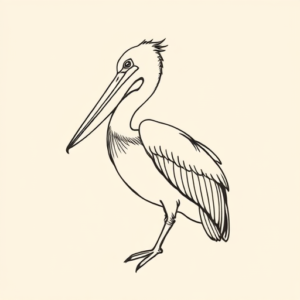 Fine Line Pelican Tattoo