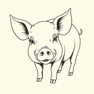 Fine Line Pig Tattoo