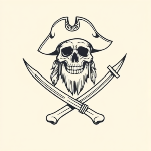 Fine Line Pirate Tattoo