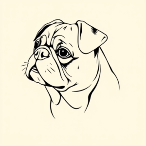 Fine Line Pug Tattoo