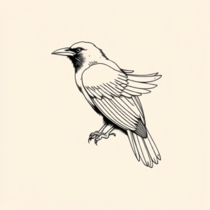 Fine Line Raven Tattoo