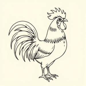Fine Line Rooster Tattoo