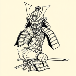 Fine Line Samurai Tattoo