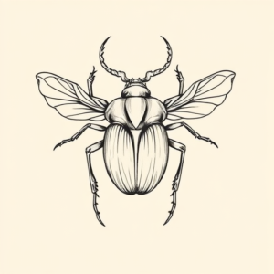 Fine Line Scarab Tattoo