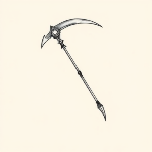 Fine Line Scythe Tattoo