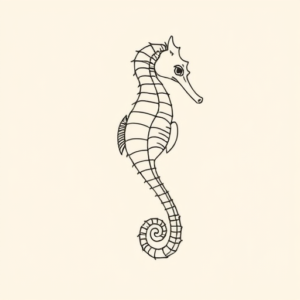 Fine Line Seahorse Tattoo
