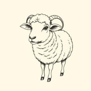 Fine Line Sheep Tattoo