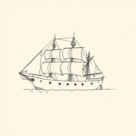 Fine Line Ship Tattoo