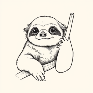 Fine Line Sloth Tattoo