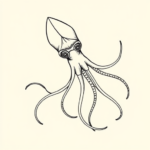 Fine Line Squid Tattoo