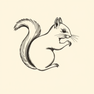 Fine Line Squirrel Tattoo