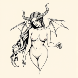 Fine Line Succubus Tattoo