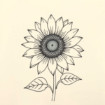 Fine Line Sunflower Tattoo