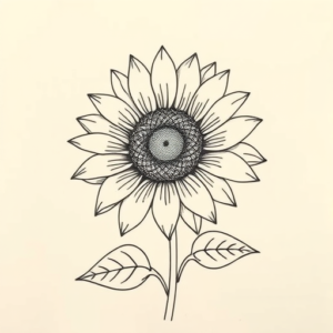 Fine Line Sunflower Tattoo