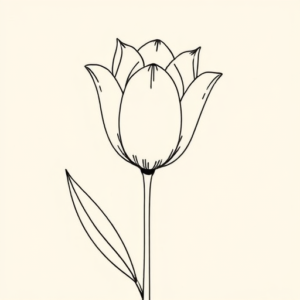 Fine Line Tulip Tattoo