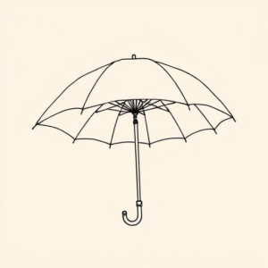 Fine Line Umbrella Tattoo