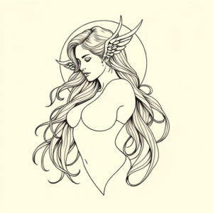 Fine Line Valkyrie Tattoo