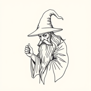 Fine Line Wizard Tattoo