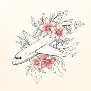 Floral Airplane Tattoo