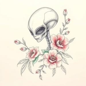 Floral Alien Tattoo