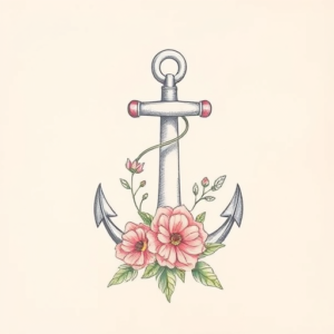 Floral Anchor Tattoo