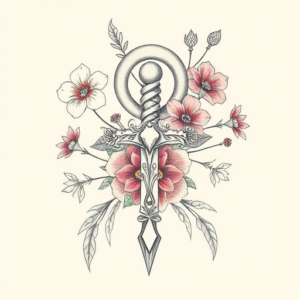 Floral Ankh Tattoo