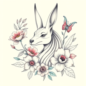 Floral Anubis Tattoo