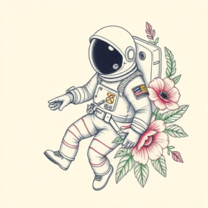 Floral Astronaut Tattoo