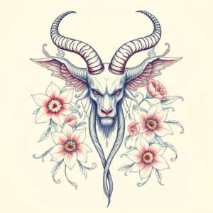 Floral Baphomet Tattoo