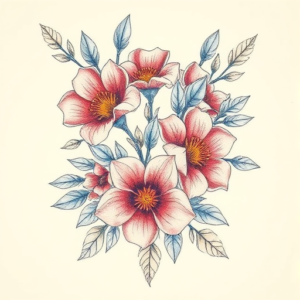 Floral Baseball Tattoo