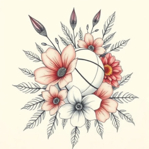 Floral Basketball Tattoo