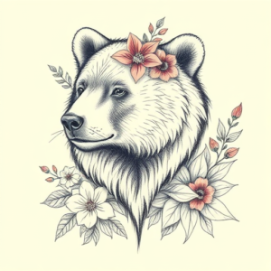 Floral Bear Tattoo